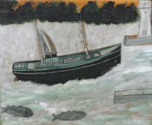 Lighthouse with Trawler and Fish